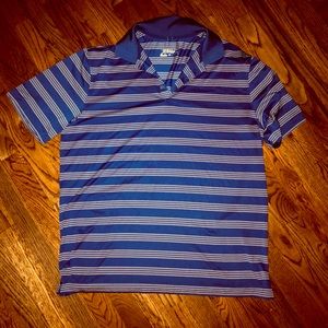 Nike Dri-FIT Tour Performance Blue and White Men's Striped Golf Polo